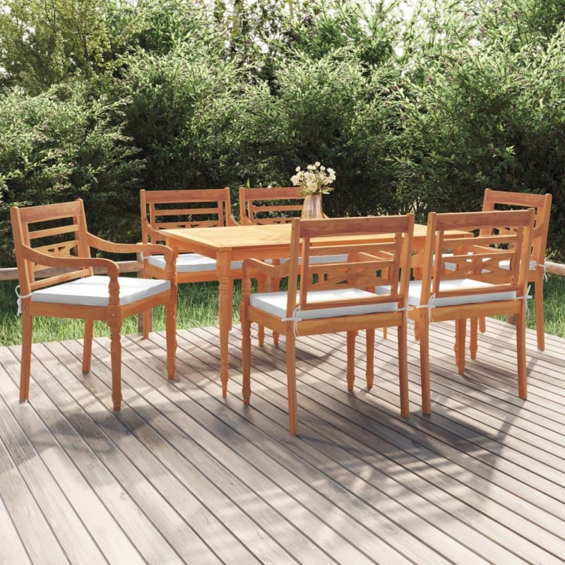 vidaXL Set da Pranzo Giardino 7pz con Cuscini Legno Massello di Teak vidaXL Set da Pranzo Giardino 7pz con Cuscini Legno Massello di Teak