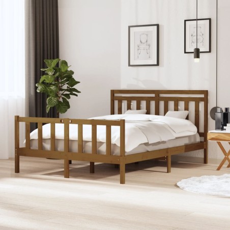 vidaXL Giroletto Miele in Legno Massello 150x200 cm 5FT King Size