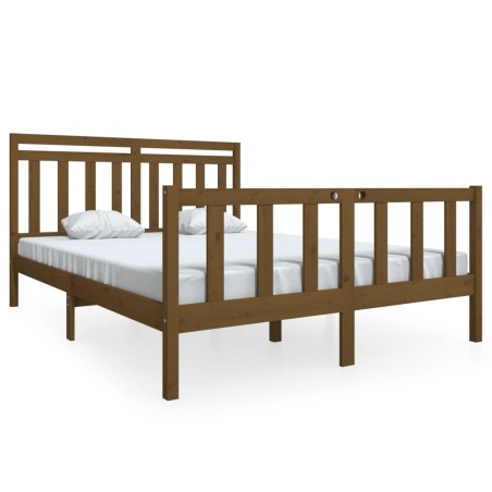 vidaXL Giroletto Miele in Legno Massello 150x200 cm 5FT King Size