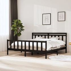 vidaXL Giroletto Nero in Legno Massello 180x200 cm 6FT Super King