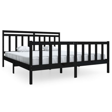 vidaXL Giroletto Nero in Legno Massello 180x200 cm 6FT Super King