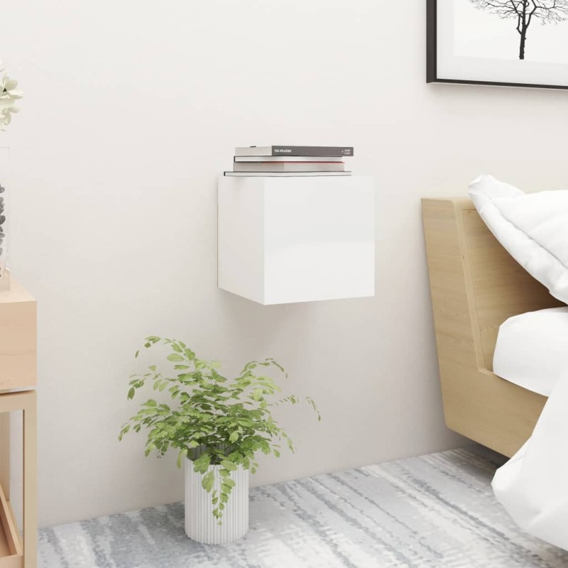 vidaXL Comodino Bianco Lucido 30,5x30x30 cm in Truciolato vidaXL Comodino Bianco Lucido 30,5x30x30 cm in Truciolato
