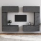 Mobili Porta TV 6 pz Grigi in Legno Massello di Pino Mobili Porta TV 6 pz Grigi in Legno Massello di Pino