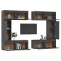 Mobili Porta TV 6 pz Grigi in Legno Massello di Pino Mobili Porta TV 6 pz Grigi in Legno Massello di Pino