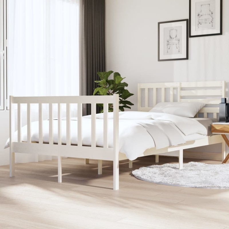 vidaXL Giroletto Bianco in Legno Massello 120x190cm 4FT Small Double vidaXL Giroletto Bianco in Legno Massello 120x190cm 4FT Small Double