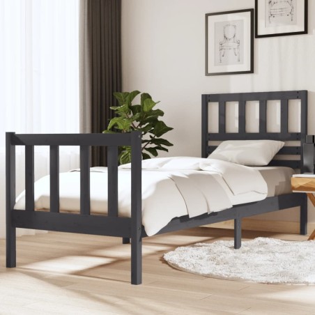 vidaXL Giroletto Grigio Legno Massello 75x190cm 2FT6 Piccolo Singolo