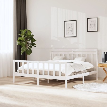 vidaXL Giroletto Bianco in Legno Massello 180x200 cm 6FT Super King