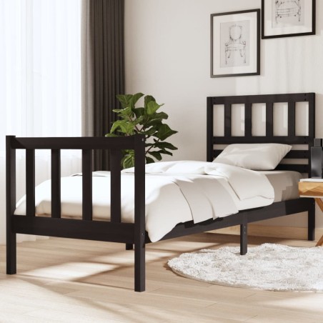 vidaXL Giroletto Nero Legno Massello 75x190cm 2FT6 Piccolo Singolo