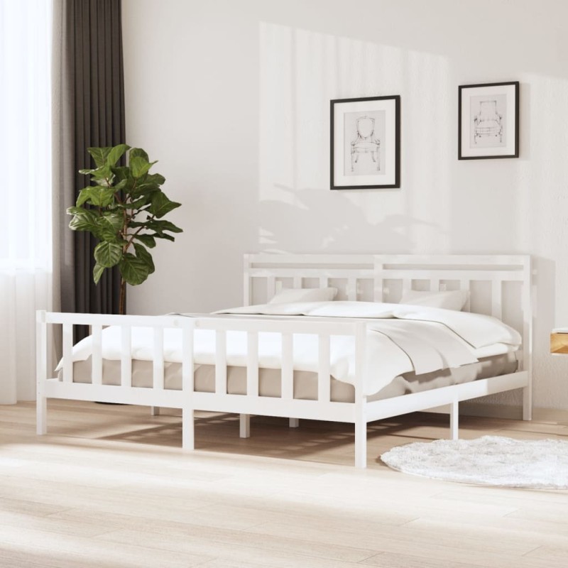 vidaXL Giroletto Bianco in Legno Massello 200x200 cm vidaXL Giroletto Bianco in Legno Massello 200x200 cm