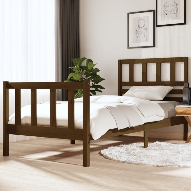 vidaXL Giroletto Marrone Miele in Legno Massello 90x190 cm 3FT Singolo vidaXL Giroletto Marrone Miele in Legno Massello 90x190 cm 3FT Singolo
