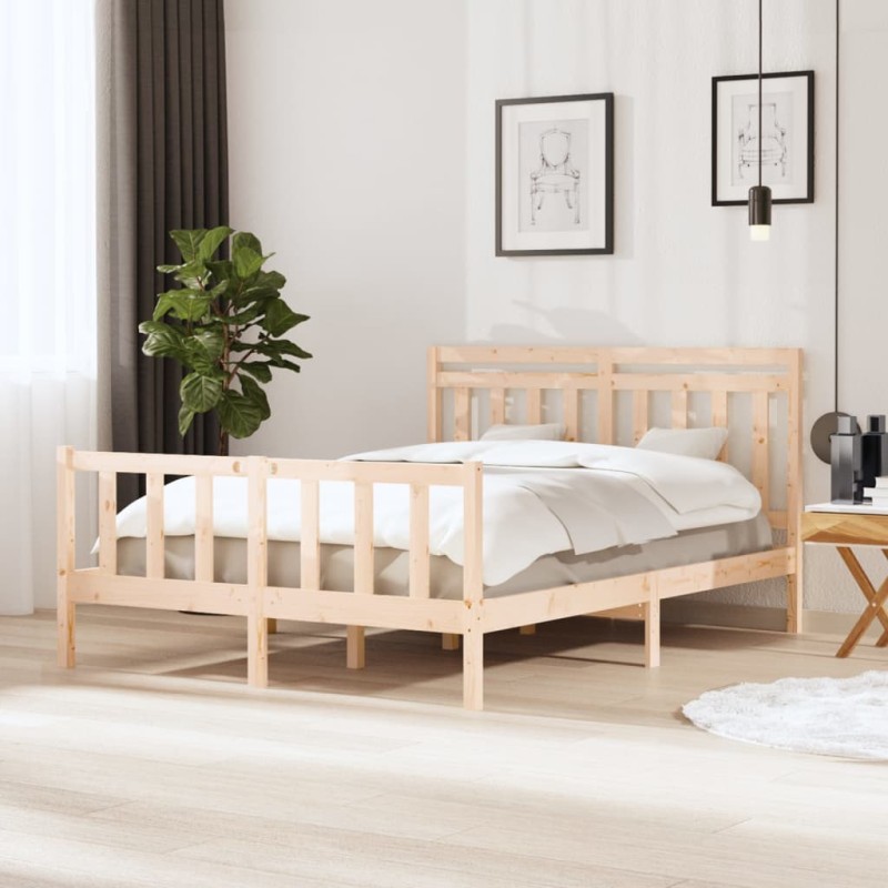 vidaXL Giroletto in Legno Massello 150x200 cm 5FT King Size vidaXL Giroletto in Legno Massello 150x200 cm 5FT King Size