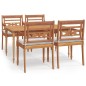 vidaXL Set da Pranzo Giardino 5 pz con Cuscini Legno Massello di Teak
