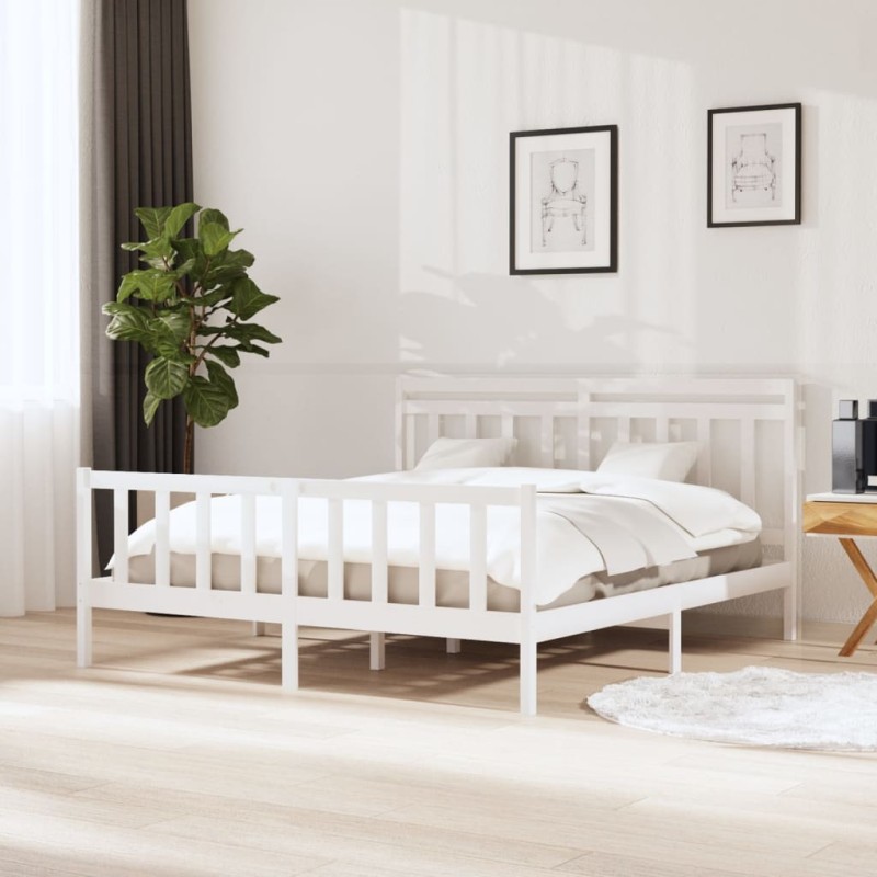 vidaXL Giroletto Bianco in Legno Massello 160x200 cm vidaXL Giroletto Bianco in Legno Massello 160x200 cm