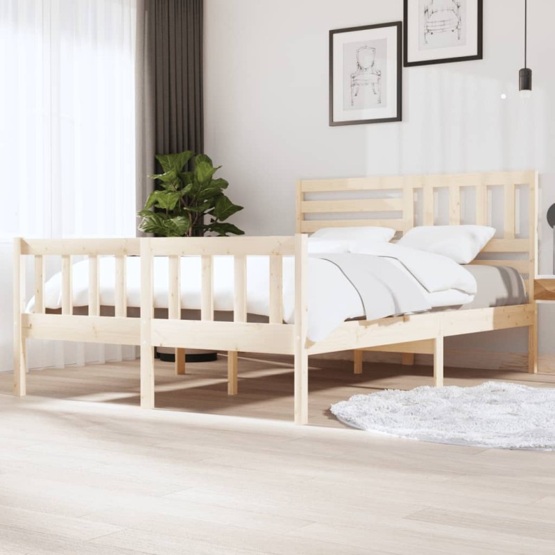 vidaXL Giroletto in Legno Massello 150x200 cm 5FT King Size vidaXL Giroletto in Legno Massello 150x200 cm 5FT King Size