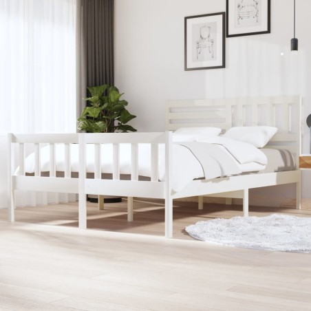 vidaXL Giroletto Bianco in Legno Massello 150x200 cm 5FT King Size