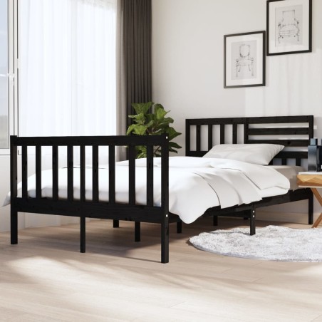 vidaXL Giroletto Nero in Legno Massello 135x190 cm 4FT6 Double