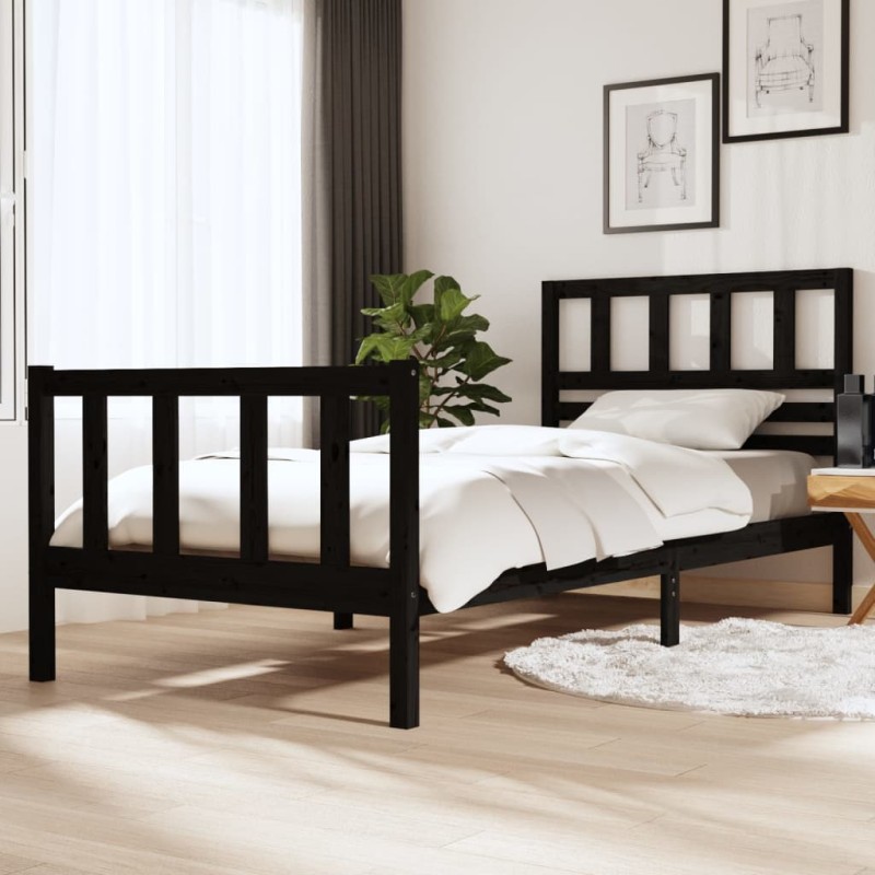 vidaXL Giroletto Nero in Legno Massello 100x200 cm