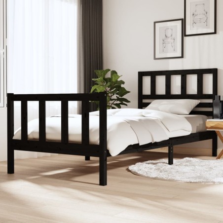 vidaXL Giroletto Nero in Legno Massello 100x200 cm