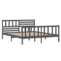 vidaXL Giroletto Grigio in Legno Massello 135x190 cm 4FT6 Double vidaXL Giroletto Grigio in Legno Massello 135x190 cm 4FT6 Double
