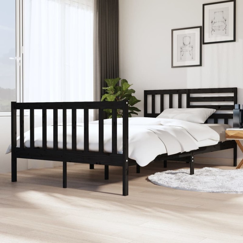 vidaXL Giroletto Nero in Legno Massello 120x200 cm vidaXL Giroletto Nero in Legno Massello 120x200 cm