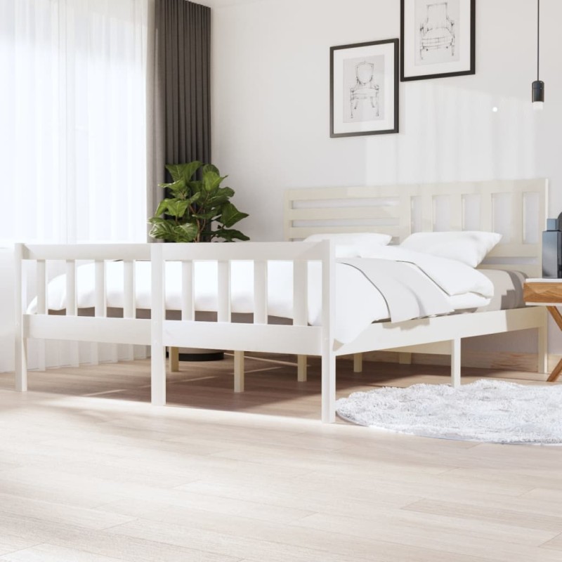 vidaXL Giroletto Bianco in Legno Massello 180x200 cm 6FT Super King vidaXL Giroletto Bianco in Legno Massello 180x200 cm 6FT Super King