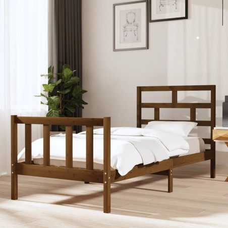 vidaXL Giroletto Miele in Legno Massello di Pino 90x190 cm 3FT Single