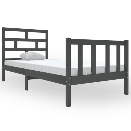 vidaXL Giroletto Grigio in Legno Massello di Pino 90x200 cm