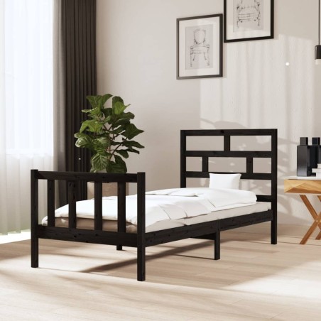 vidaXL Giroletto Nero in Legno Massello di Pino 100x200 cm