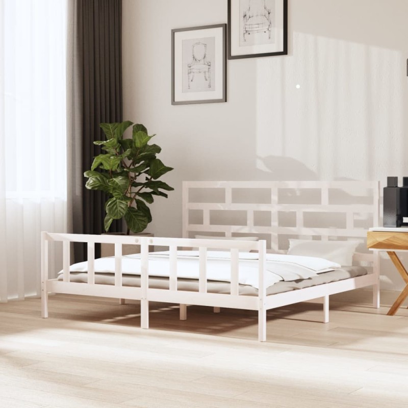 vidaXL Giroletto Bianco in Legno Massello 180x200 cm Super King vidaXL Giroletto Bianco in Legno Massello 180x200 cm Super King