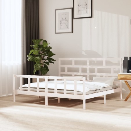 vidaXL Giroletto Bianco in Legno Massello 180x200 cm Super King