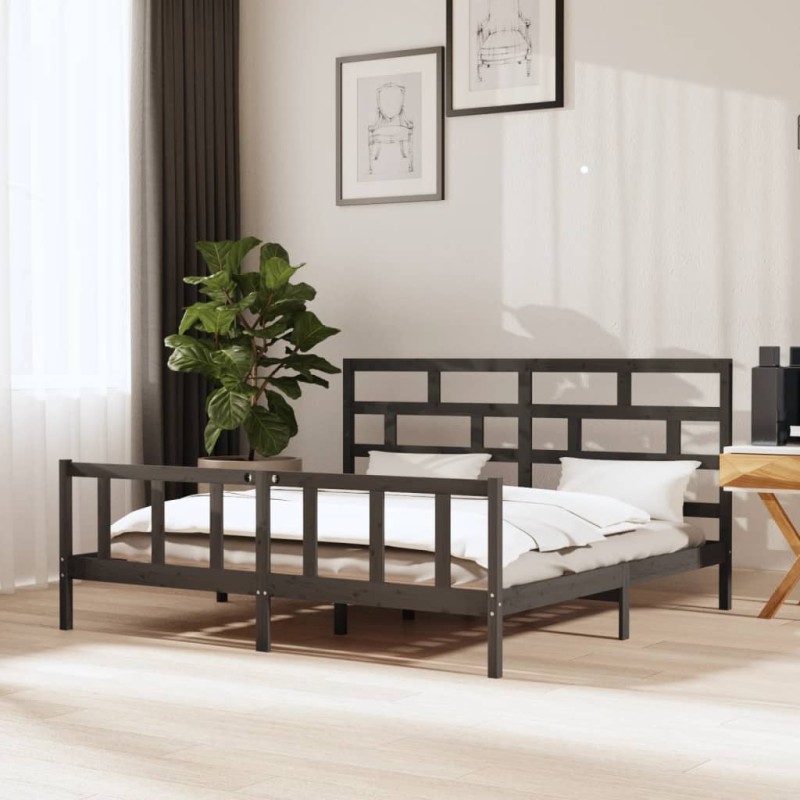 vidaXL Giroletto Grigio in Legno Massello di Pino 200x200 cm