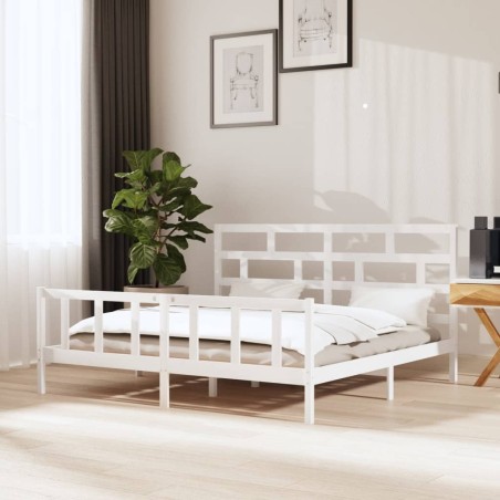 vidaXL Giroletto Bianco in Legno Massello di Pino 200x200 cm