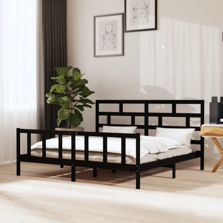 vidaXL Giroletto Nero in Legno Massello di Pino 200x200 cm