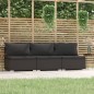Divano a 3 Posti con Cuscini in Polyrattan Nero Divano a 3 Posti con Cuscini in Polyrattan Nero