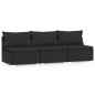 Divano a 3 Posti con Cuscini in Polyrattan Nero Divano a 3 Posti con Cuscini in Polyrattan Nero