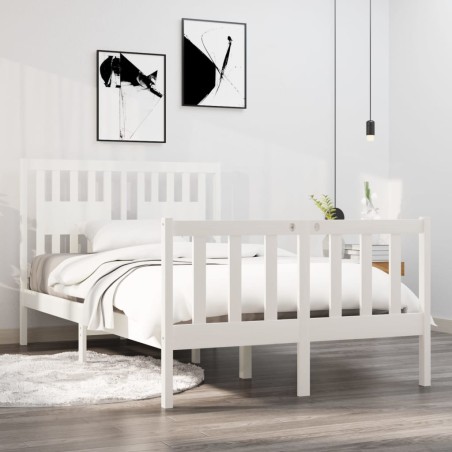 vidaXL Giroletto Bianco in Legno Massello 120x190 cm Small Double