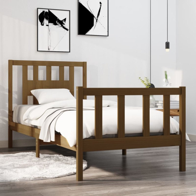 vidaXL Giroletto Miele Legno Massello Pino 75x190cm 2FT6 Small Single