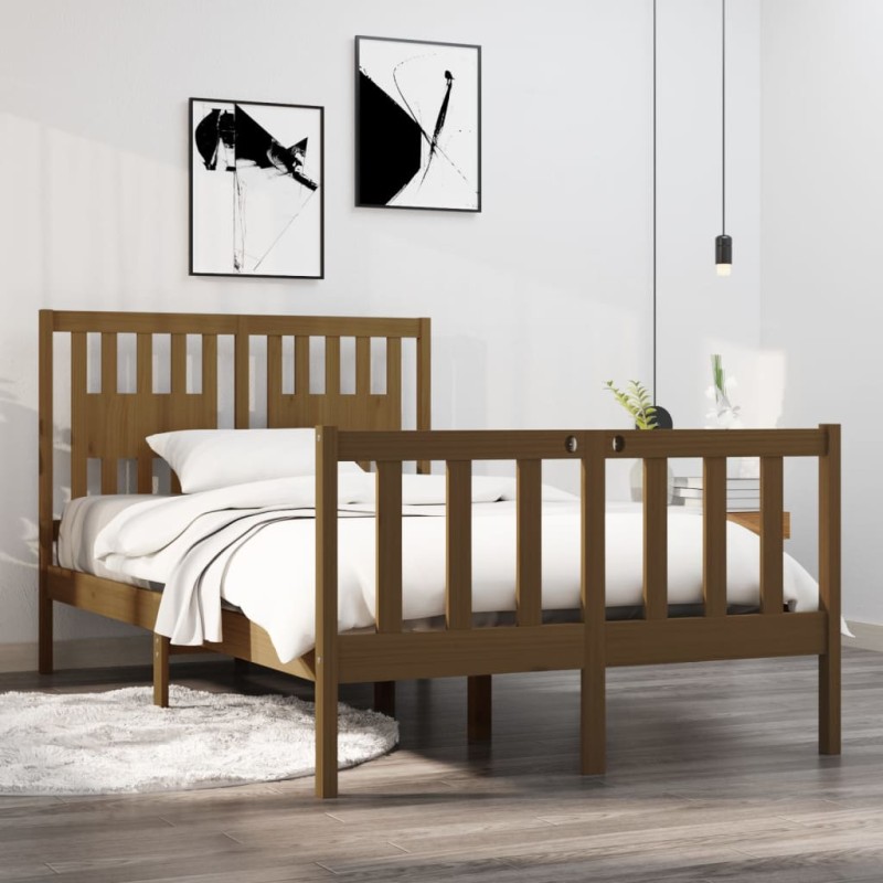 vidaXL Giroletto Miele in Legno Massello 120x190 cm 4FT Small Double