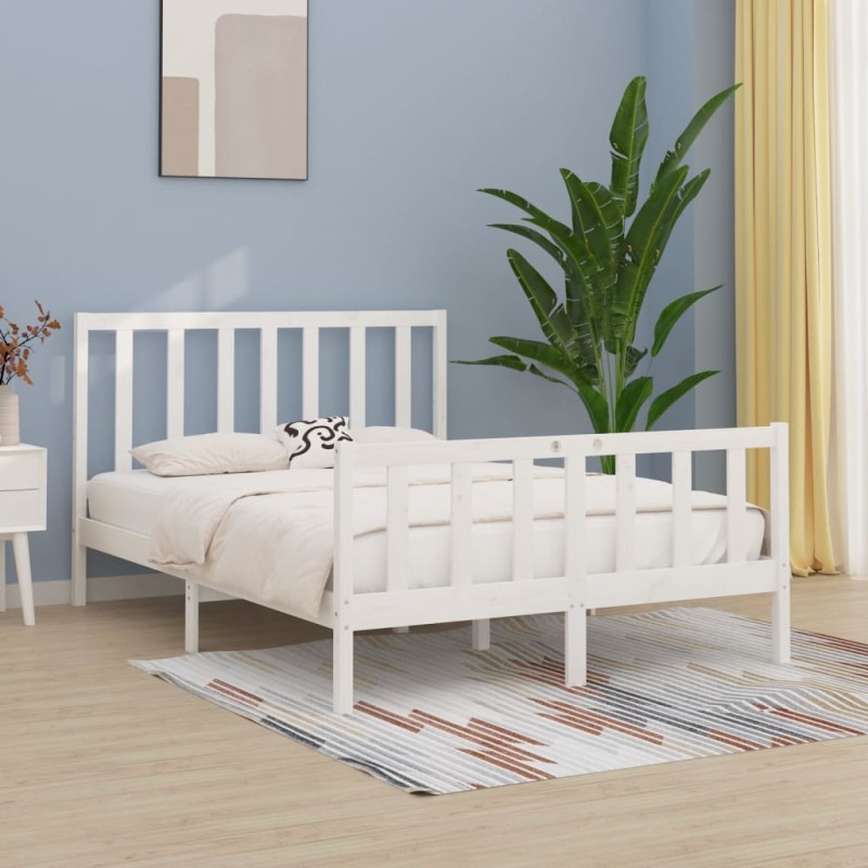 vidaXL Giroletto Bianco in Legno Massello 120x190 cm 4FT Small Double vidaXL Giroletto Bianco in Legno Massello 120x190 cm 4FT Small Double