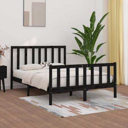 vidaXL Giroletto Nero in Legno Massello 135x190 cm 4FT6 Double