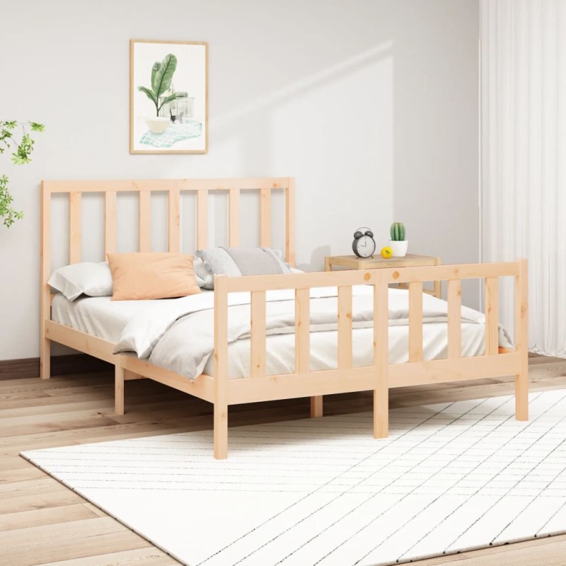 vidaXL Letto senza Materasso 140x190 cm in Legno Massello di Pino vidaXL Letto senza Materasso 140x190 cm in Legno Massello di Pino