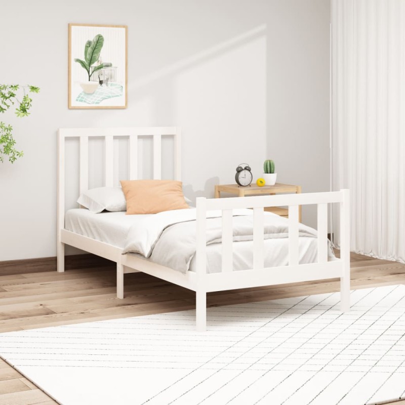 vidaXL Giroletto Bianco in Legno Massello di Pino 90x200 cm vidaXL Giroletto Bianco in Legno Massello di Pino 90x200 cm