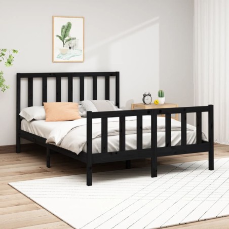 vidaXL Giroletto Nero in Legno Massello di Pino 140x200 cm