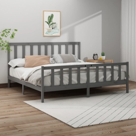 vidaXL Giroletto Grigio in Legno Massello di Pino 200x200 cm
