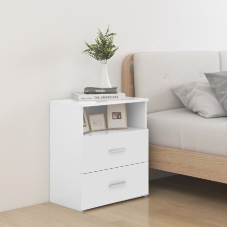 vidaXL Comodino Bianco Lucido 50x32x60cm