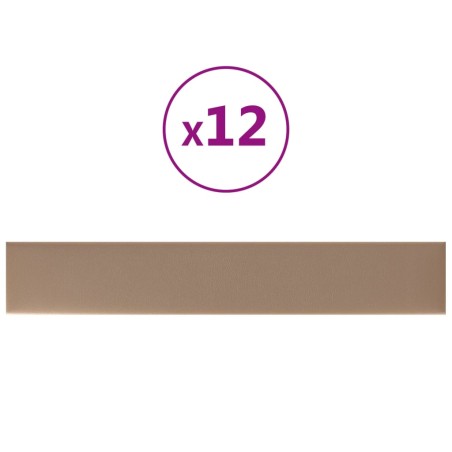 Pannelli Murali 12 pz Cappuccino 90x15 cm in Similpelle 1,62 m²