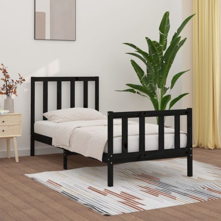vidaXL Giroletto Nero in Legno Massello 100x200 cm