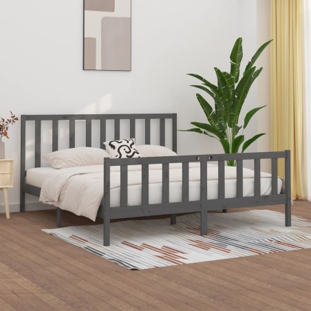 vidaXL Giroletto Grigio in Legno Massello 200x200 cm
