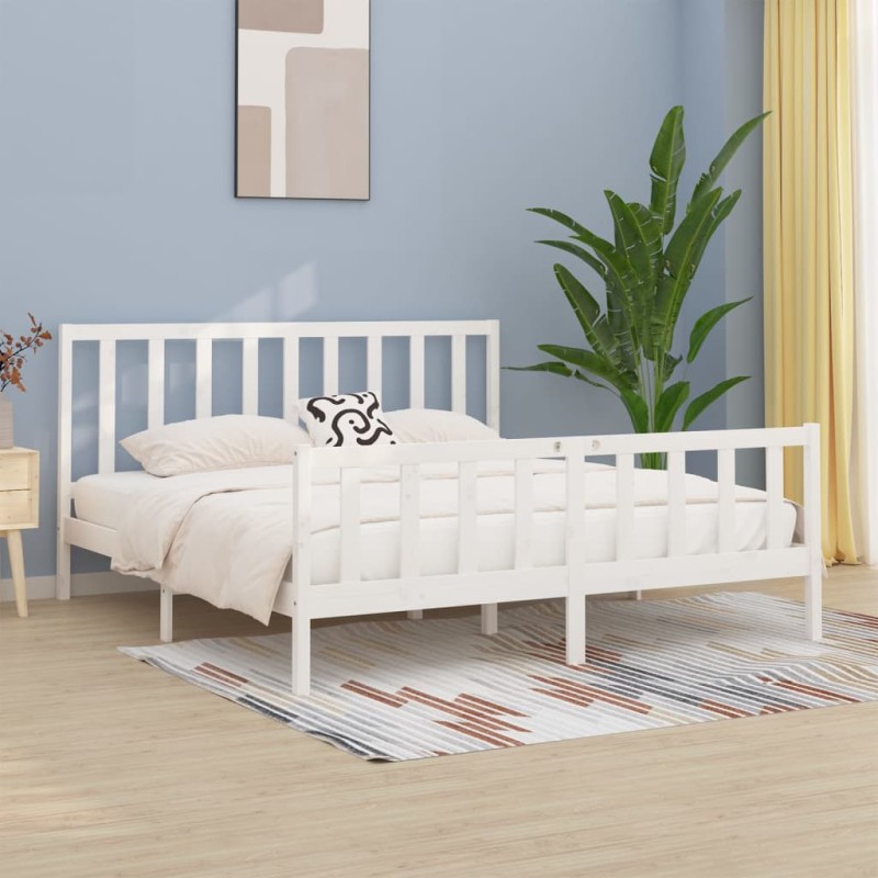 vidaXL Giroletto Bianco in Legno Massello 180x200 cm 6FT Super King vidaXL Giroletto Bianco in Legno Massello 180x200 cm 6FT Super King