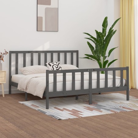 vidaXL Giroletto Grigio in Legno Massello 180x200 cm 6FT Super King